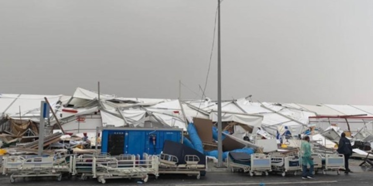 بالصور انهيار مستشفي ميداني في قطر لمرضي كورونا