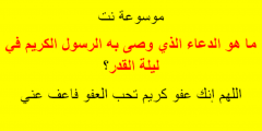 ما هو الدعاء الذي وصى به الرسول الكريم في ليلة القدر؟