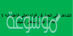 الشاهد على العمل في قوله تعالى فاعلم انه لا اله الا الله واستغفر لذنبك