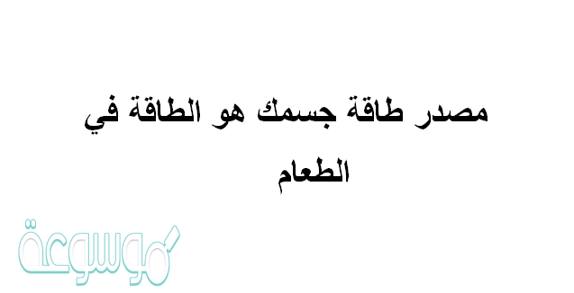 مصدر طاقة جسمك هو الطاقة في الطعام