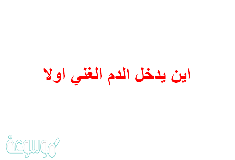 اين يدخل الدم الغني اولا