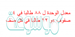 معدل الوحدة ل ٨٨ طالبا في ٤ صفوف هو ٢٢ طالبا في كل صف