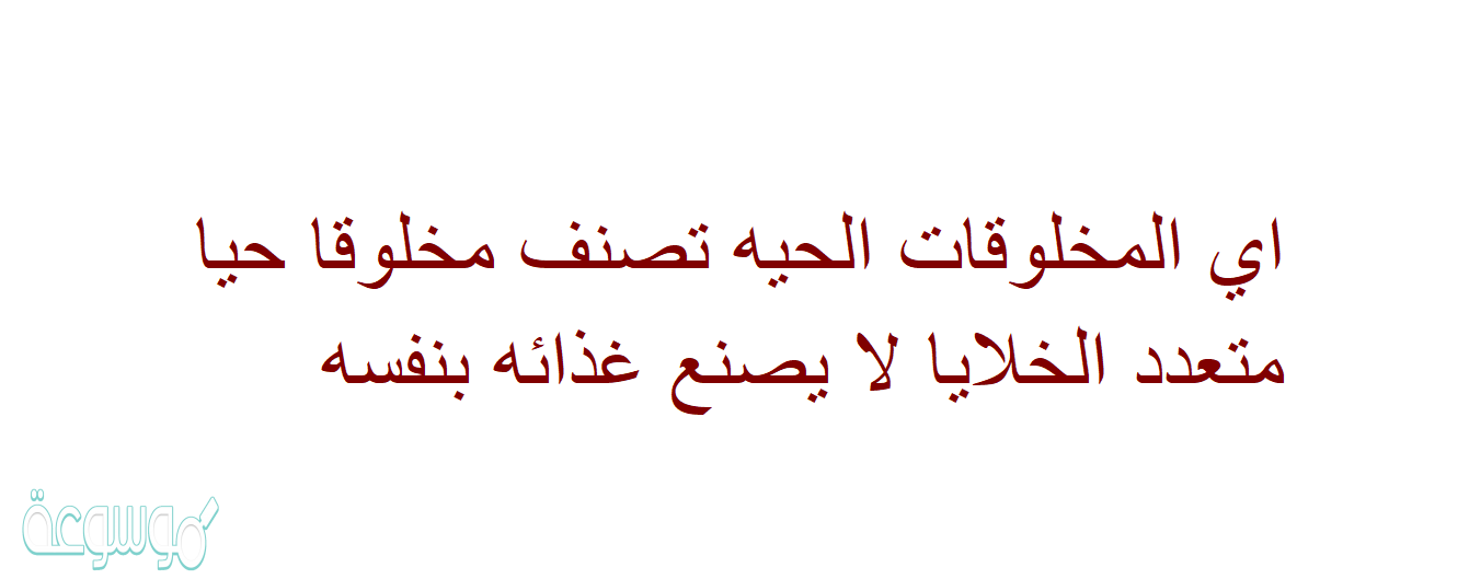 اي المخلوقات الحيه تصنف مخلوقا حيا متعدد الخلايا لا يصنع غذائه بنفسه
