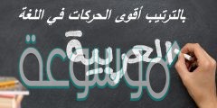 بالترتيب أقوى الحركات في اللغة العربية