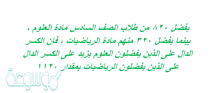 يفضل ٨٢٠ من طلاب الصف السادس