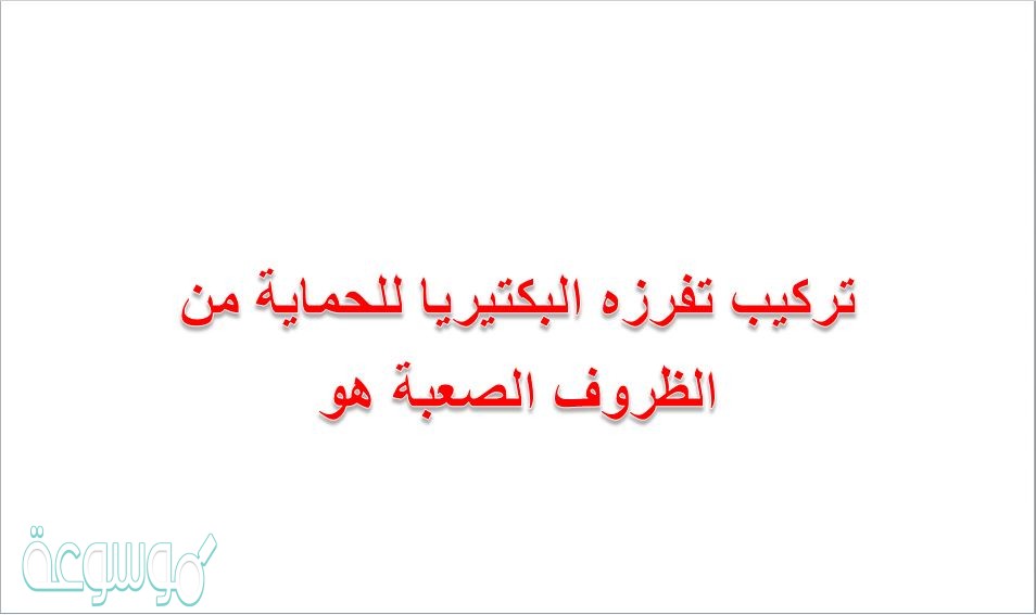 تركيب تفرزه البكتيريا للحماية من الظروف الصعبة هو