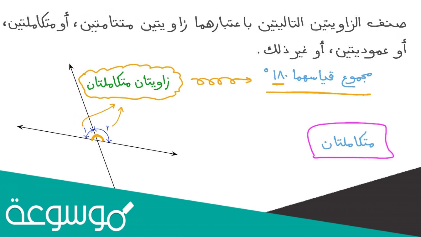 أزواج الزوايا المتكاملة هي