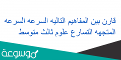 قارن بين المفاهيم التاليه السرعه السرعه المتجهه التسارع علوم ثالث متوسط
