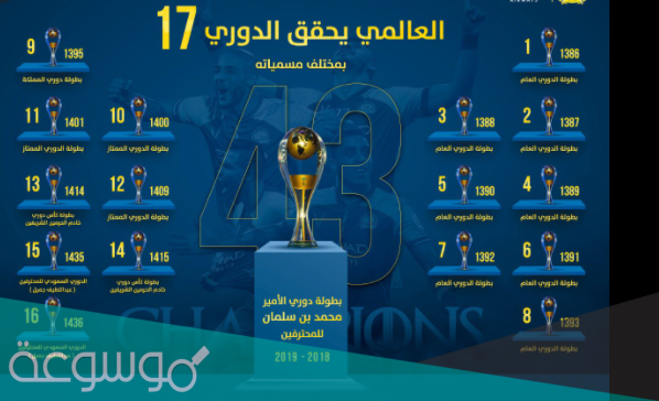 كم عدد بطولات النصر السعودي عبر تاريخه