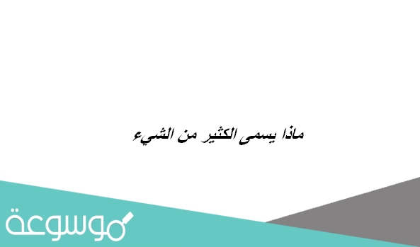 ماذا يسمى الكثير من الشيء