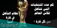 كم عدد المنتخبات المشاركة في كاس العالم من كل قارة