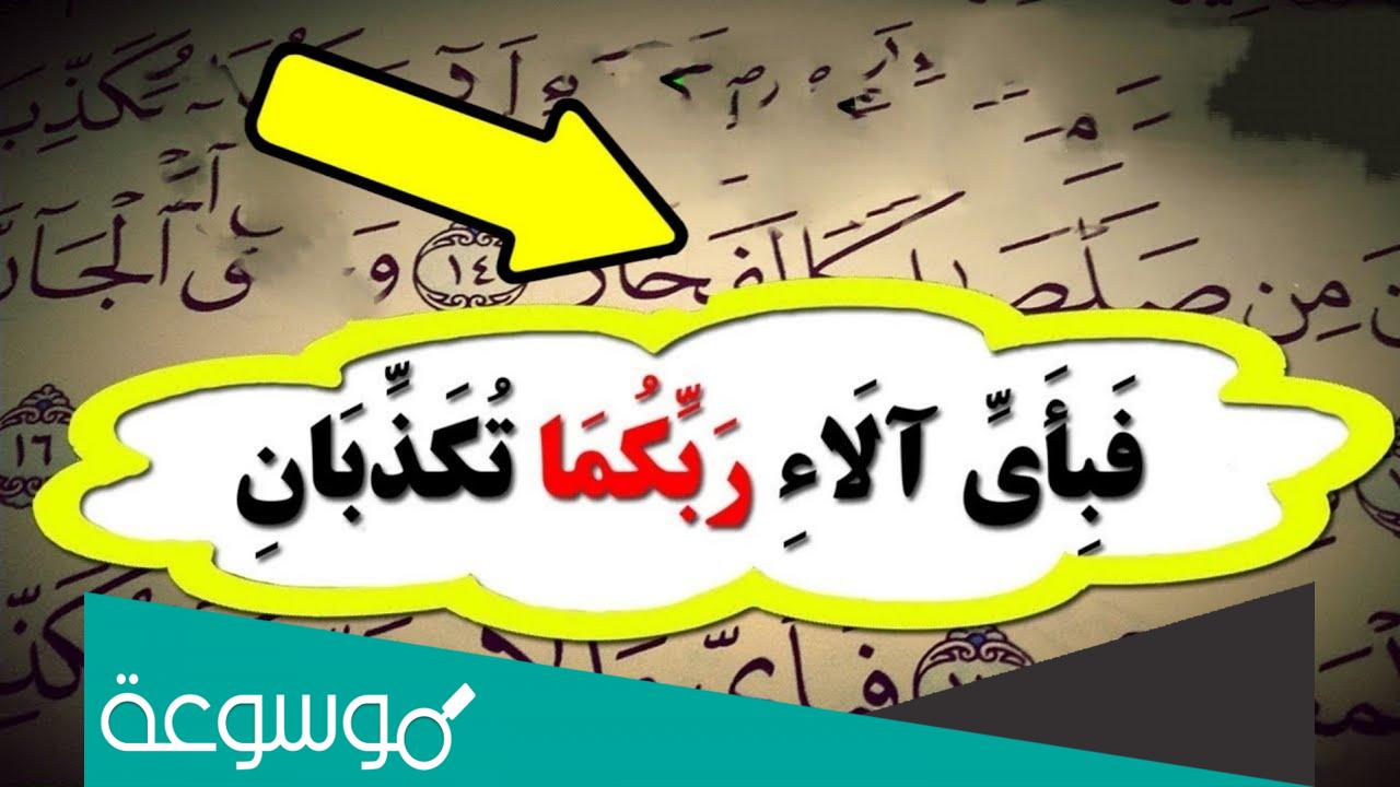 كم مرة وردت اية فبأي الاء ربكما تكذبان في سورة الرحمن