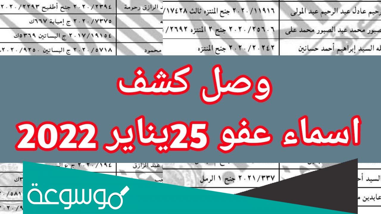 كشف العفو الرئاسي اليوم بالأسماء 2022