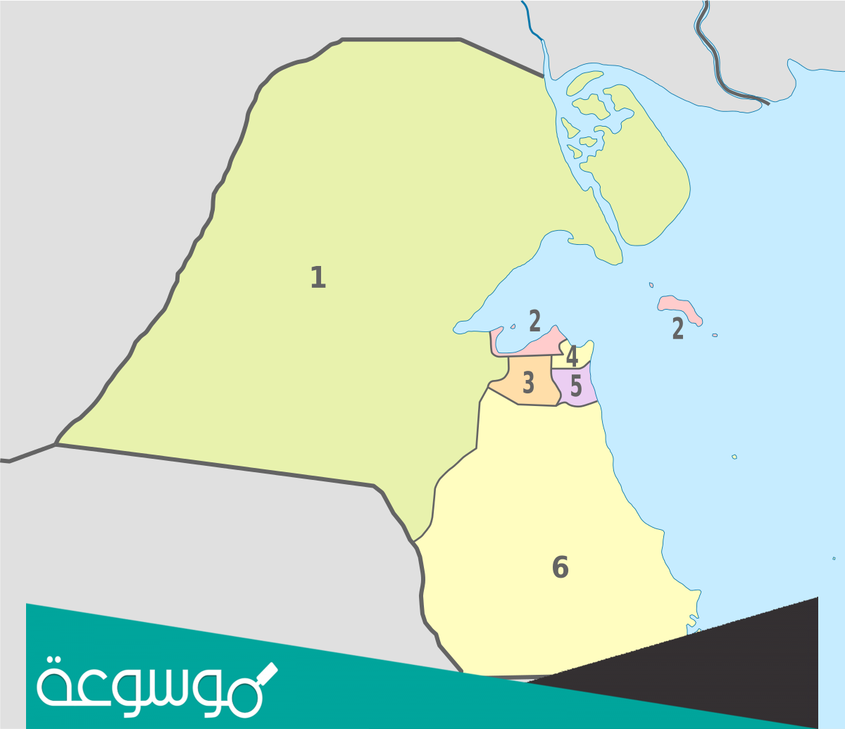 خريطة مناطق الكويت، خريطة الكويت صماء