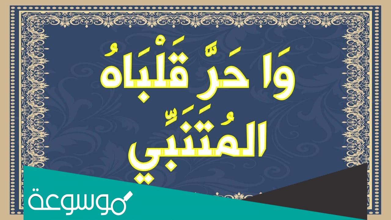 قصيدة المتنبي لسيف الدولة الحمداني