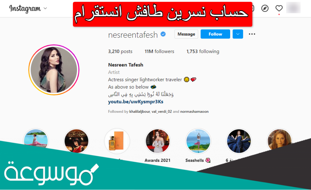 حساب نسرين طافش انستقرام