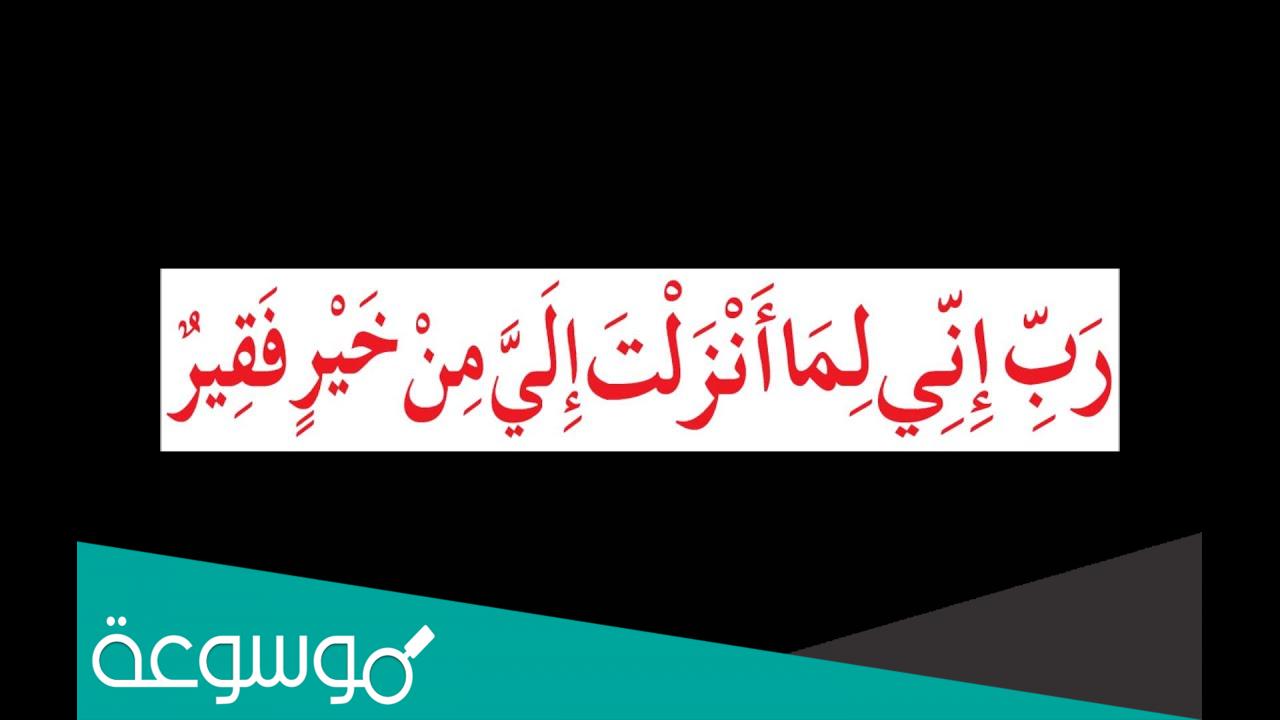 ربي اني لما انزلت الي من خير فقير تجربتي